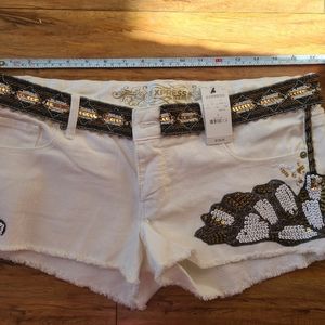 Express Denim Shorts with sequined embroidery